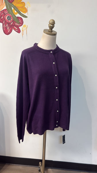 New Karen Scott Purple Cardigan, XL