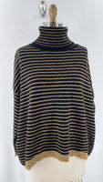 Black/Tan Turtleneck Oversized Sweater, S