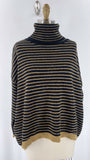 Black/Tan Turtleneck Oversized Sweater, S