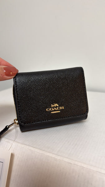 Coach Black Trifold Wallet, 4"x3"