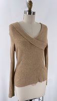 Anthropologie Brown Rib Knit Fitted Sweater, L