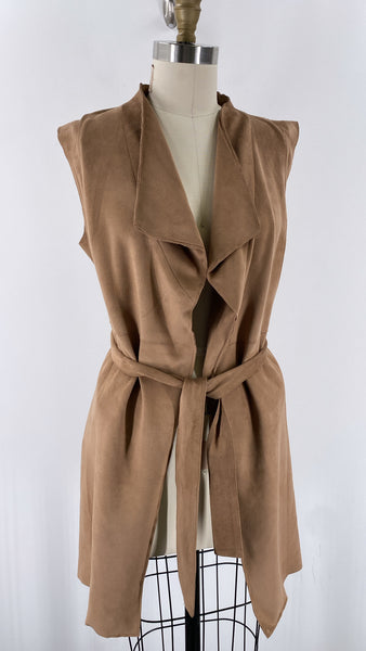 Chelsea & Theodore Brown Belted Vest, S