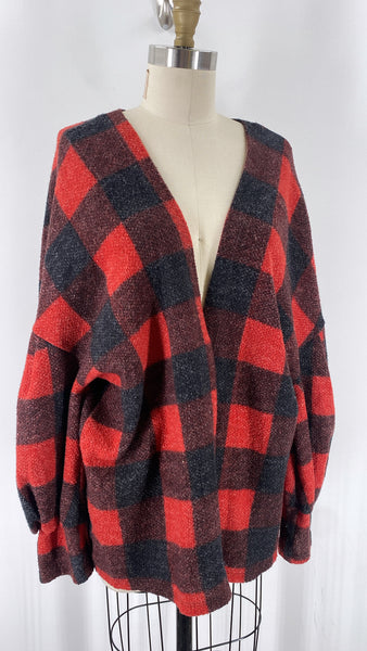 Impressions Black/Red Cardigan, 1X