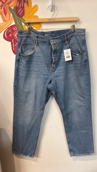 Old Navy Mid Rise Slouchy Straight Button Fly Jeans, 14