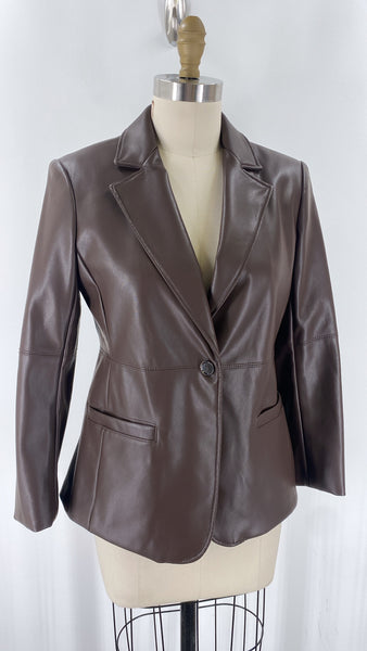 Banana Republic Brown Faux Leather Blazer Jacket, 6 Petite