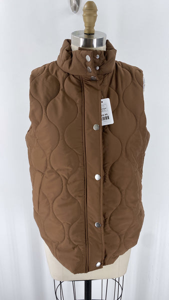 Boutique Brown Snap & Zip Front Vest, S