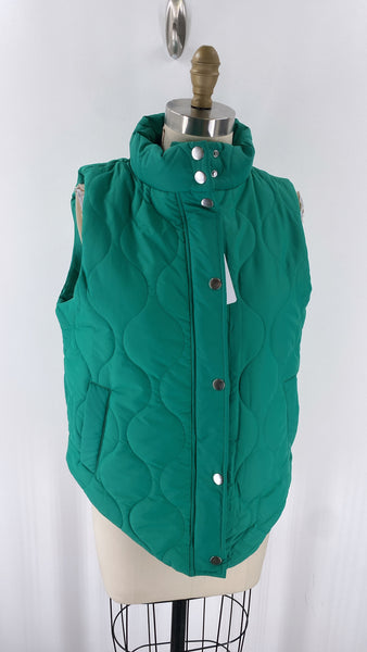 Boutique Green Snap & Zip Front Vest, S