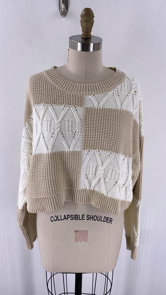 Altar'd State Tan/White Sweater, S
