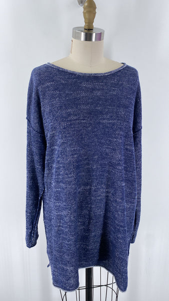 Eileen Fisher Blue Organic Cotton/Linen Top, M