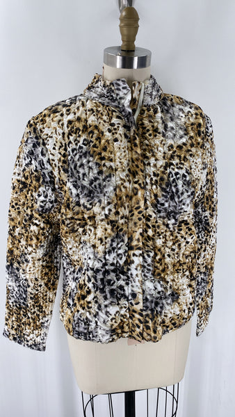 Ruby Rd Animal Print Zip Front Jacket, L