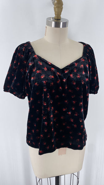 Loft Black Velvet Top, M Petite
