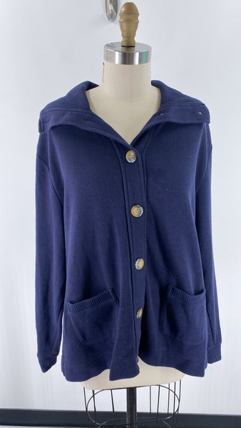 Karen Scott Blue Cardigan, XL