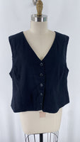 New Express Black Linen Vest, XXL