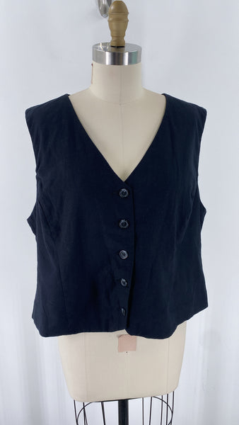 New Express Black Linen Vest, XXL
