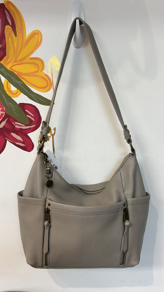 The Sak Gray Leather Keira Shoulder Bag, 14"x9"