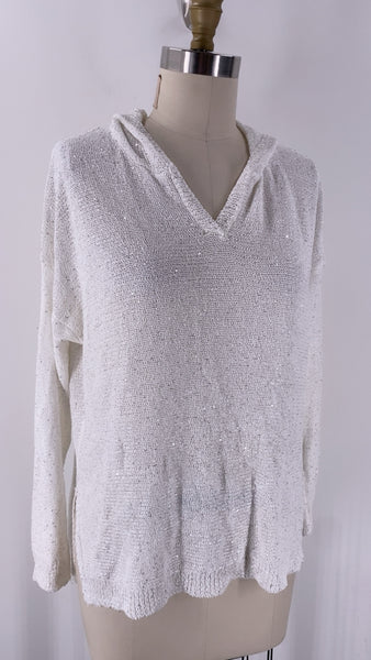 Sioni White Hooded Sweater, L