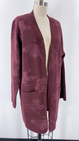Nine West Metallic Burgundy Cardigan, XXL