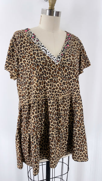 New Umgee Animal Print Tunic Top, S