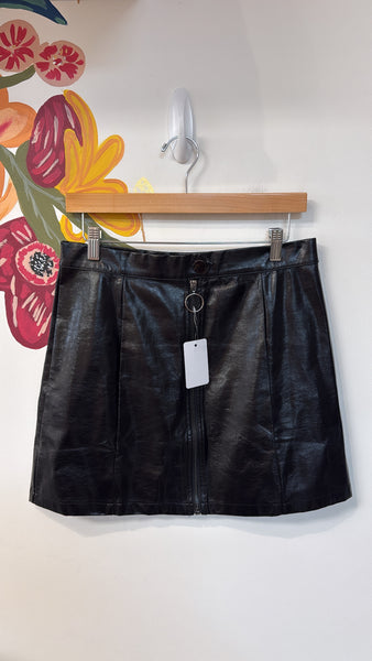 Allegra K Black Faux Leather Skirt, M