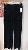 New Suzanne Betro Weekend Black Crushed Velvet Pants, XL