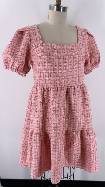 New Simply Southern Pink Tweed Dress, M