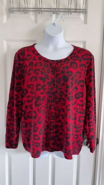 Talbots Red/Black Cardigan, 2X