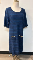 New Lilly Pulitzer Beckington Sweater Navy Metallic Dress, XL