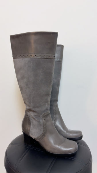 Clarks Gray Leather Boots, 7.5