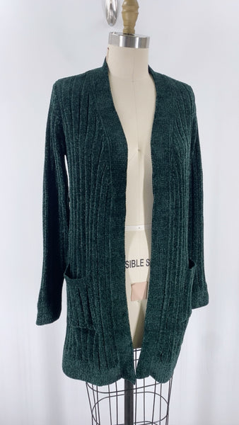 New Matty M Green Chenille Cardigan, S