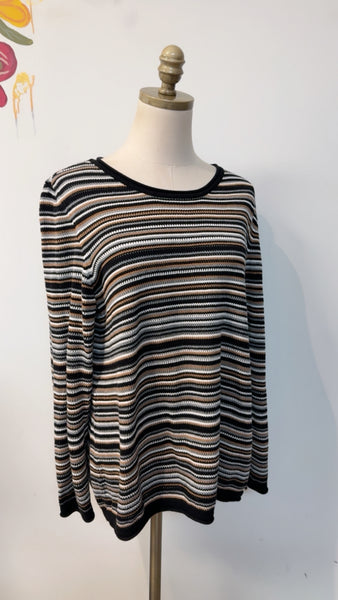 Jones New York Black Stripe Sweater, L
