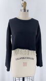 Fate Black Cropped Pearl Accents Sweater, M