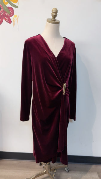 Calvin Klein Velvet Maroon Dress, 14