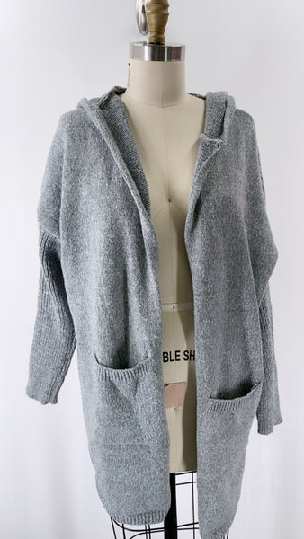 Boutique Gray Hooded Cardigan, M