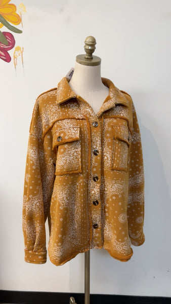 Easel Brown Print Jacket, M