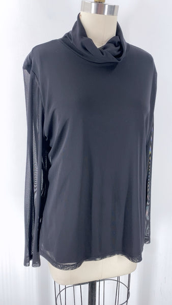 INC Black Mesh Top, XL