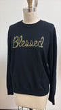 Calligraphie "Blessed" Black Sweater, XL