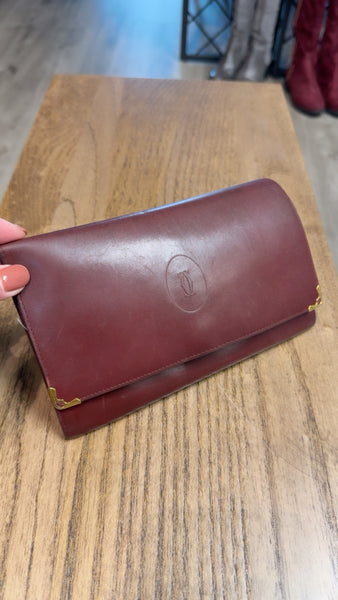 Cartier Burgundy Leather Wallet, 7.5"x4.5"