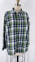 Joan Rivers Green Plaid Top, L