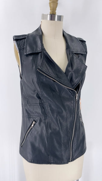 New Gianni Bini Black Faux Leather Vest, M