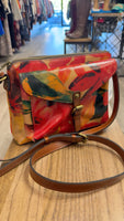 Patricia Nash Brown Floral Crossbody Bag, 11"x8"