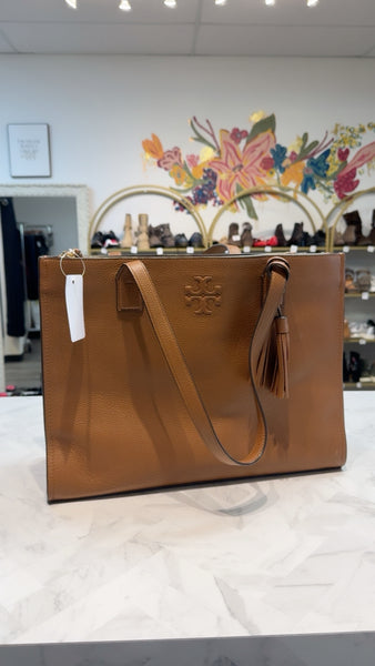 Tory Burch Brown Leather Shoulder Bag, 15"x11"