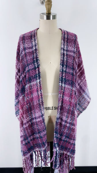 Woolrich Purple Plaid Cardigan, One Size