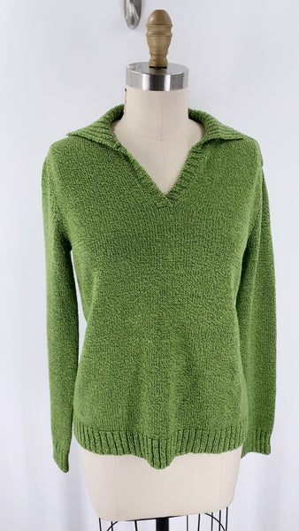 St. John's Bay Green Collared Sweater, M