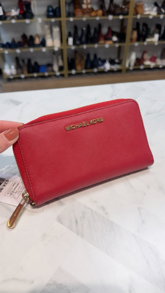 Michael Kors Red Wallet, 7"x3.5"