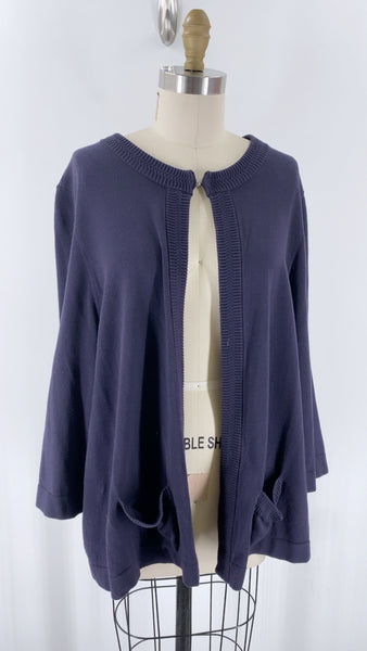 Lands End Navy Blue Cardigan, 3X