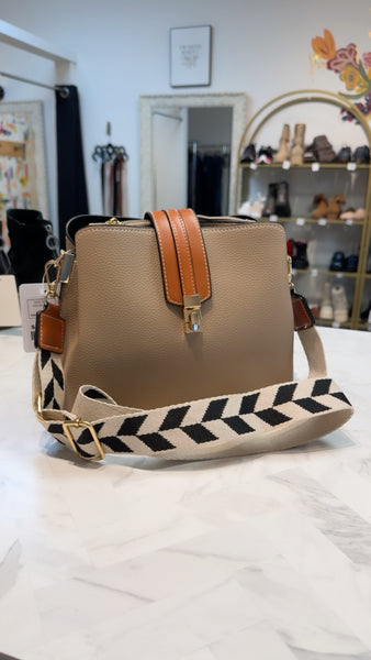 Taupe Crossbody Bag, 9.5"x7.5"