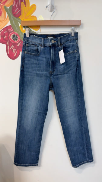 Express Cropped Straight High Rise Jeans, 4