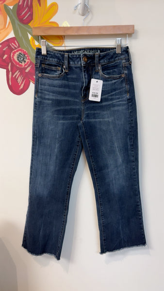 American Eagle Hi Rise Kick Crop Jeans, 4 Short