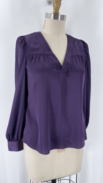 New White House Black Market Purple Satin Top, XS