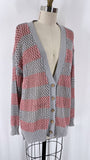Pol Pink/Gray Open Stitch Cardigan, S